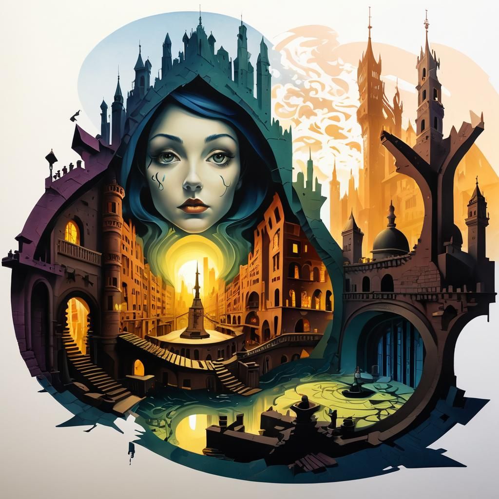 Infinite Medieval Cityscape in Graffiti Art Style