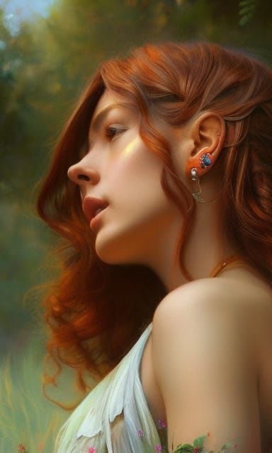 Red-Haired Cowgirl: Photorealistic Matte Painting