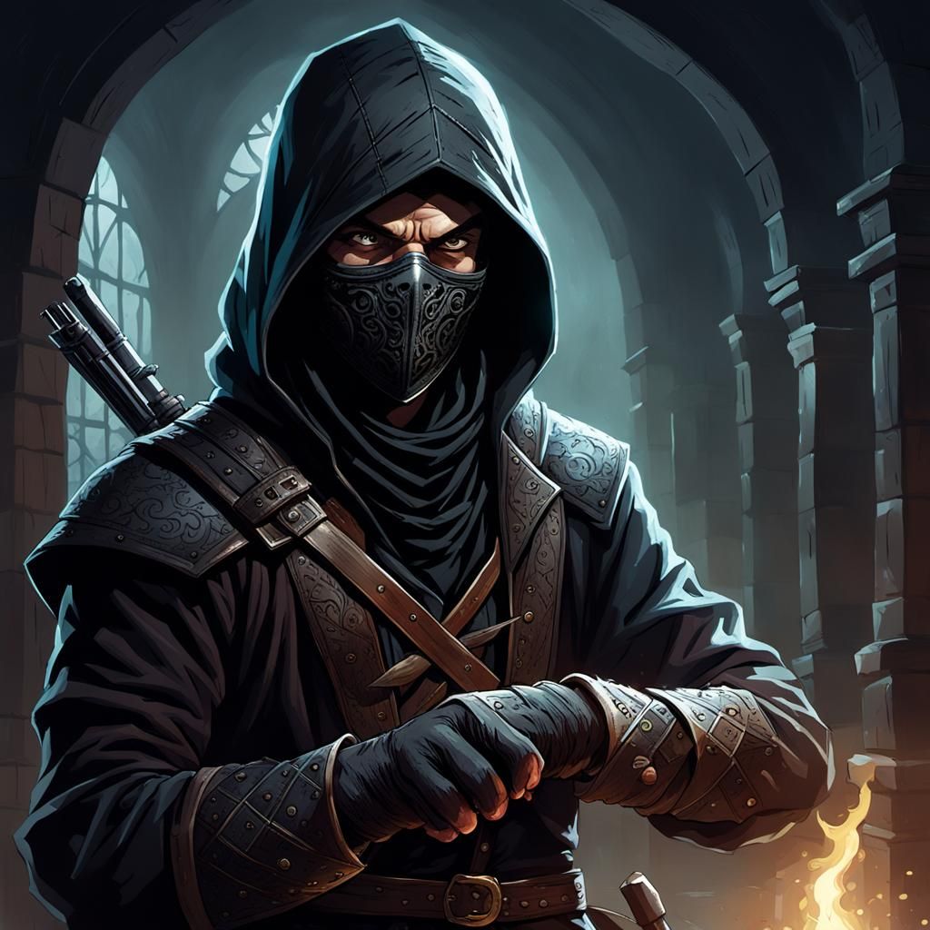 Fantasy Assassin Strikes from the Shadows