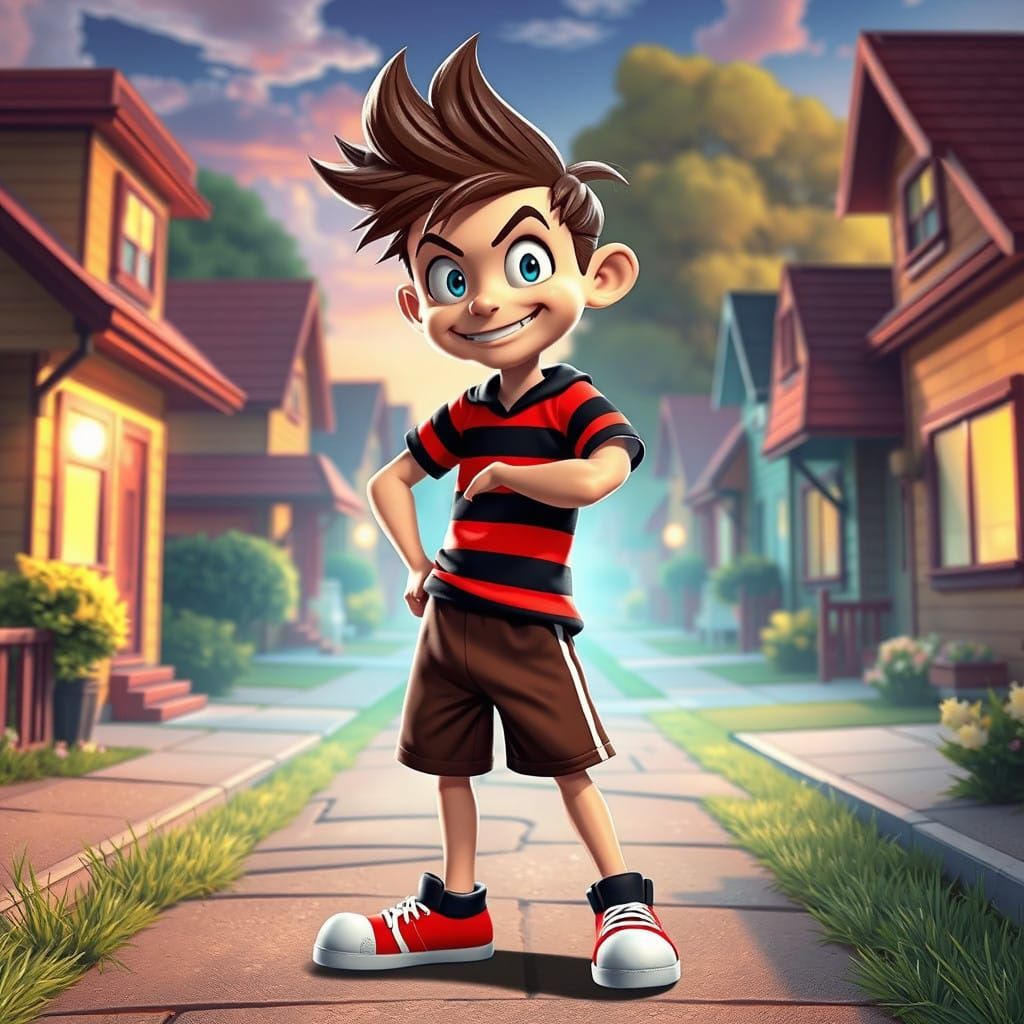 Mischievous Dennis Leaps into Action in Vibrant Anime-Inspir...