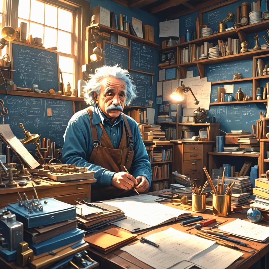 Einstein Immersed in Laboratory, Detailed Matte Painting
