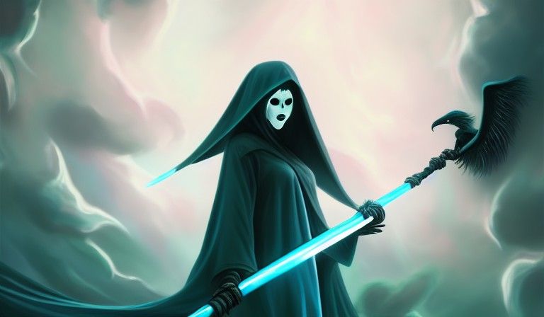 Cyan Reaper Gazing into Galaxy of Souls