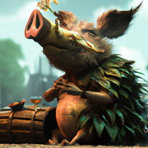 Boar Smoking Weed: Detailed Matte Painting