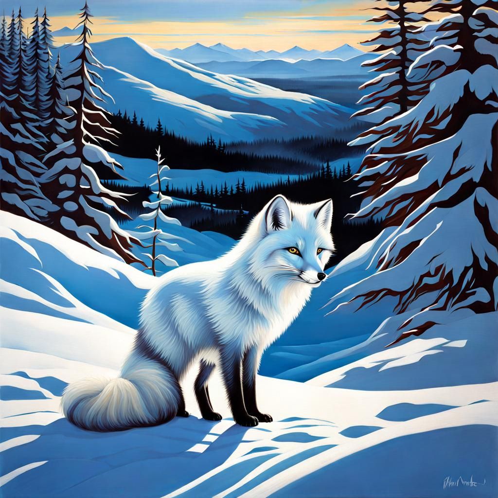 Arctic Fox Painting