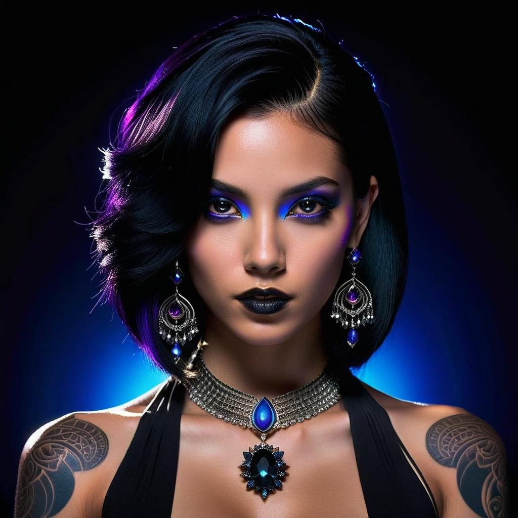 Dark Fantasy Woman Portrait with Tattoos