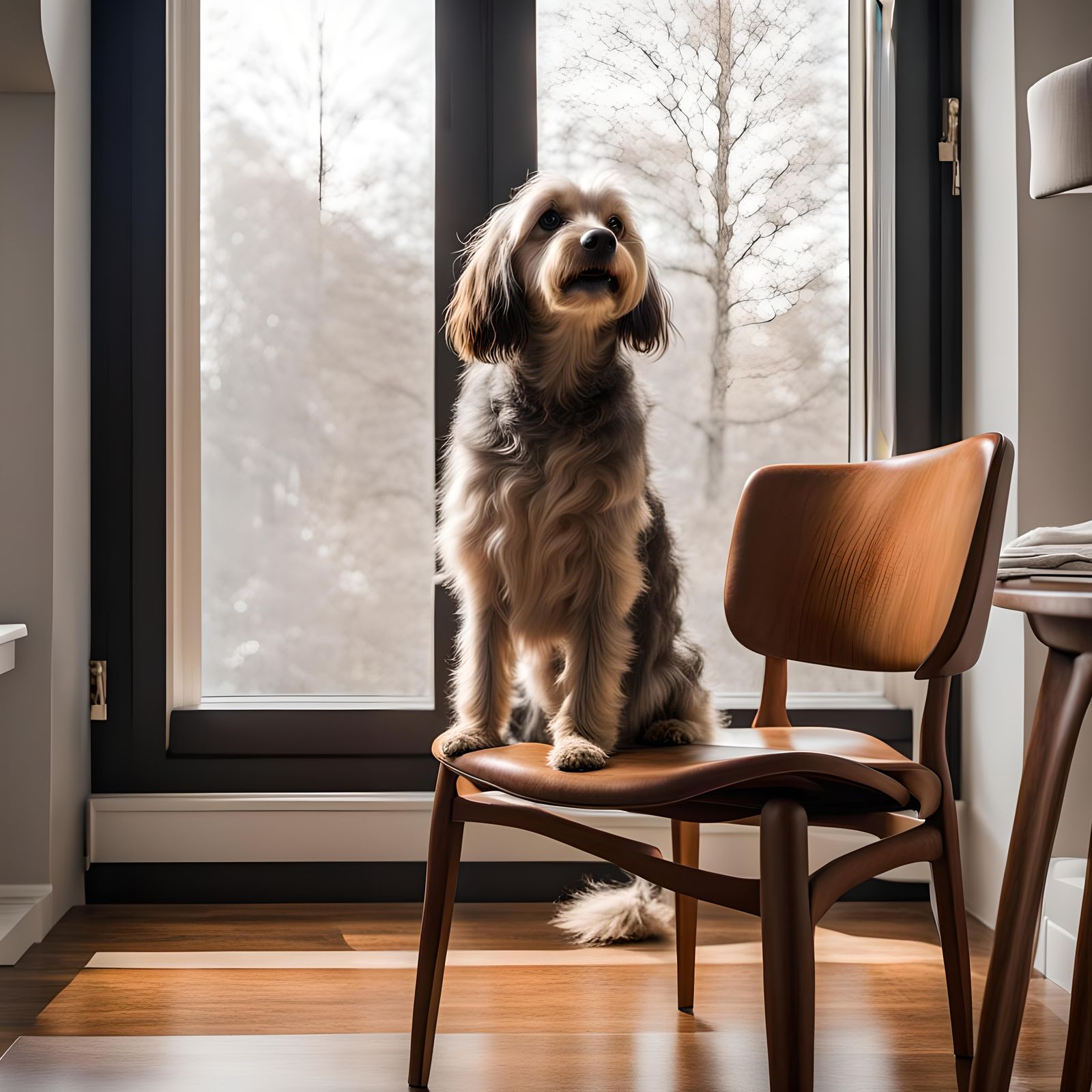 Dog With Long Body Barking Out Window