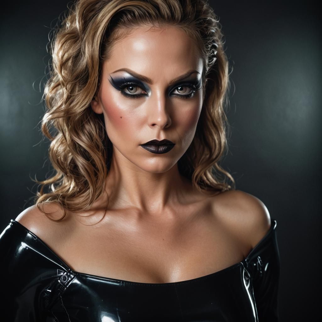 Confident Woman in Latex Catsuit: Editorial Fashion Portrait