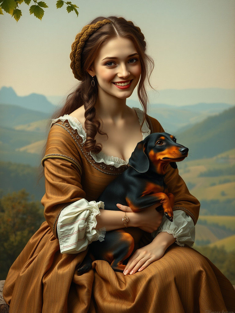 Mona Lisa with Dachshund in Renaissance Style