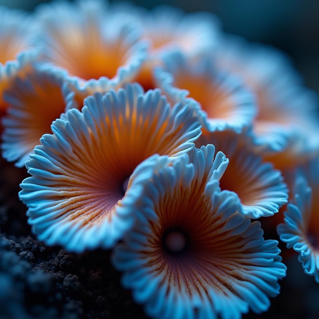 Vibrant Oyster Mushroom Gills in Fantasy Art Style