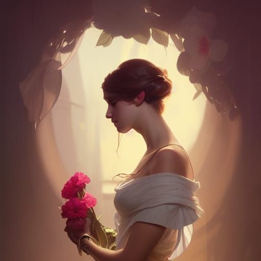 Princess Waitress Portrait in Art Nouveau Style