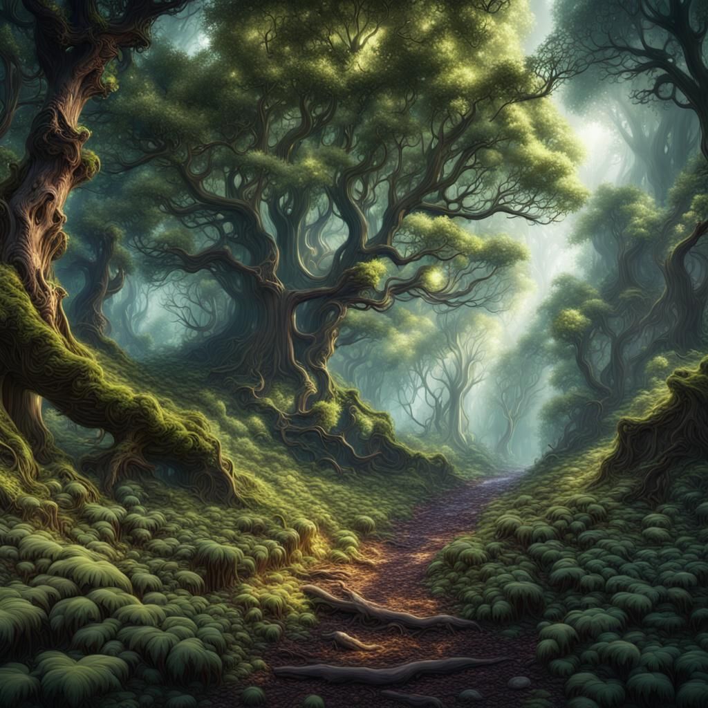 Luminous Forest: Detailed Matte Painting
