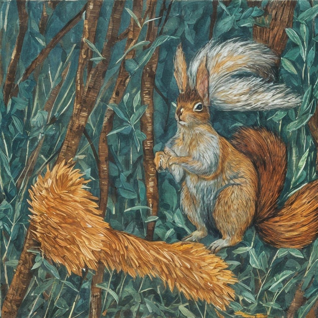 Surreal Woodland Scene with Giant Pine Nuts