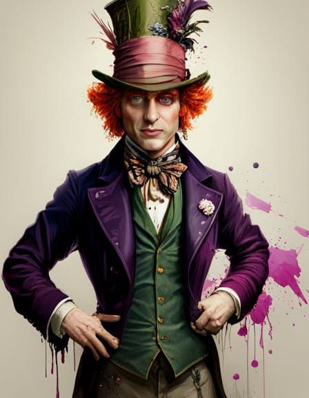 Whimsical Mad Hatter Illustration in Victorian Style