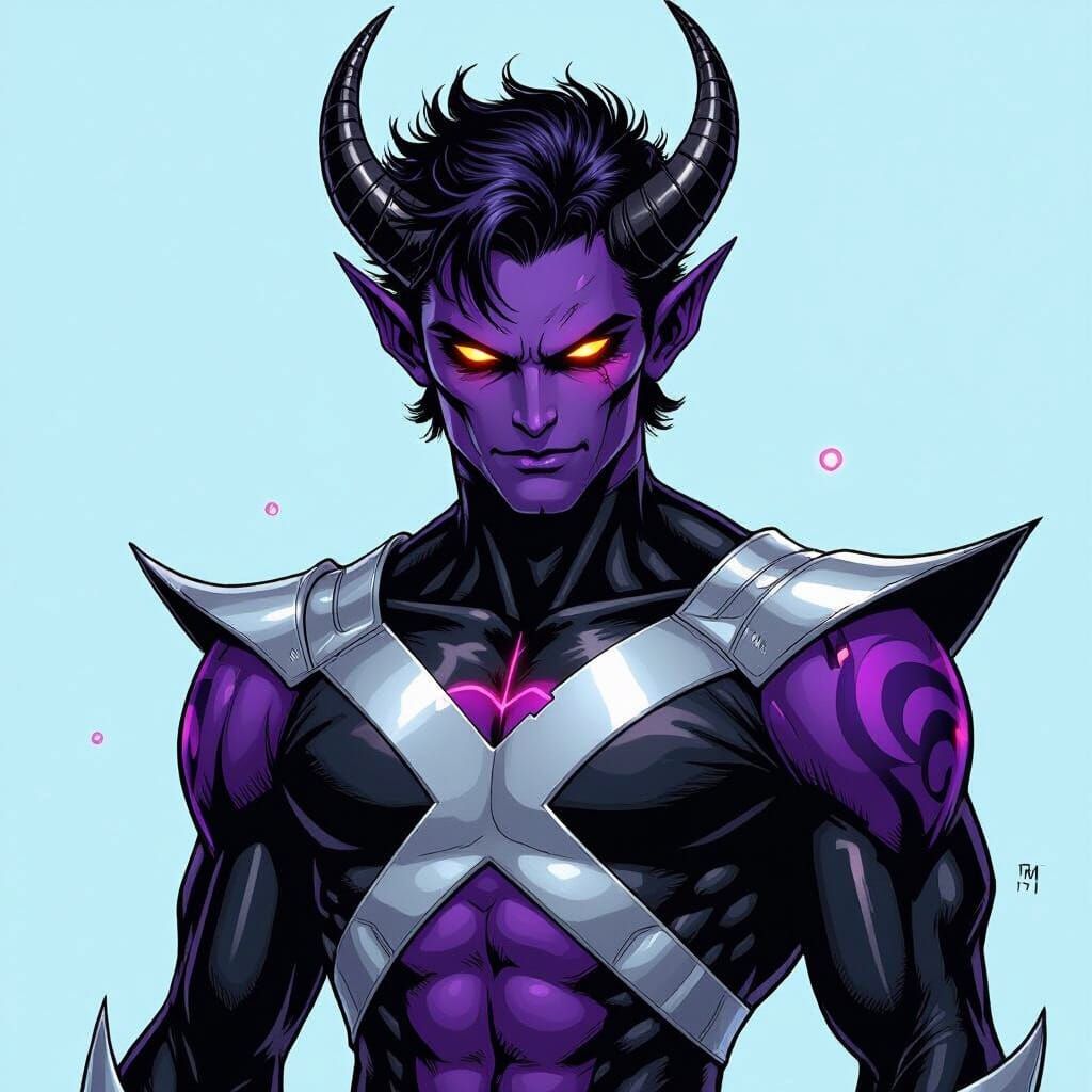 Teenage Alien Demon Superhero in Comic Book Style