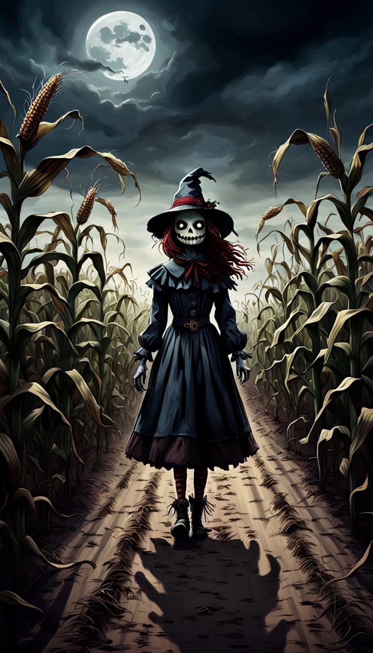 Girl Meets Scarecrow in Eerie Corn Maze