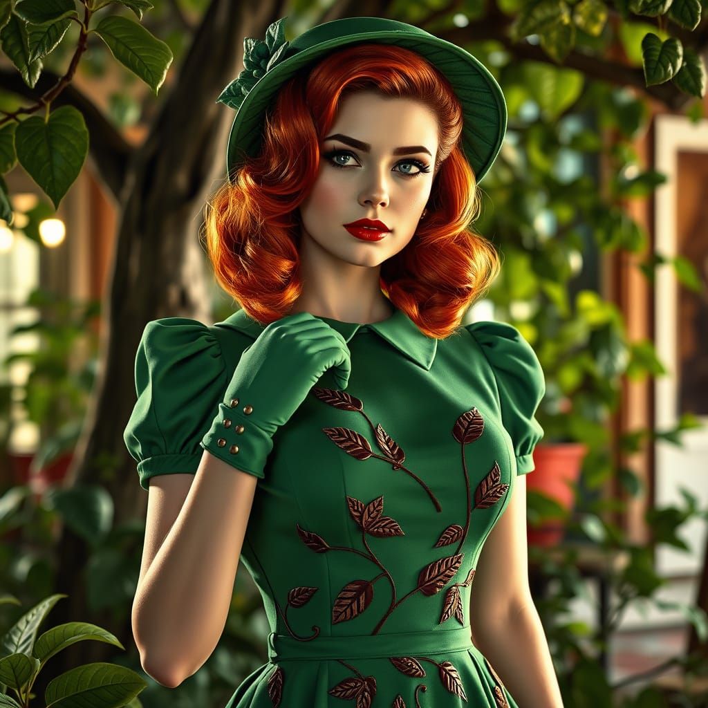 Vibrant 1950s Housewife Transforms into Deadly Poison Ivy