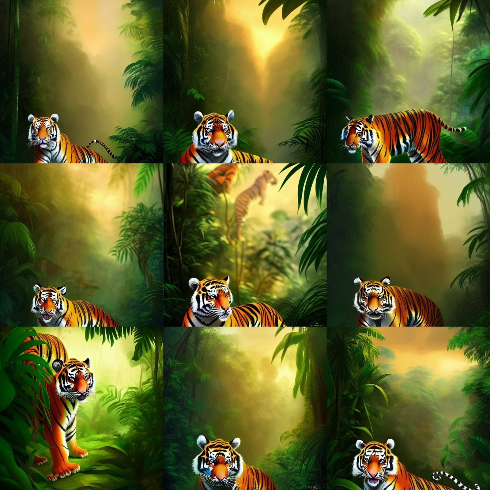 Tiger in Jungle: Detailed Digital Painting