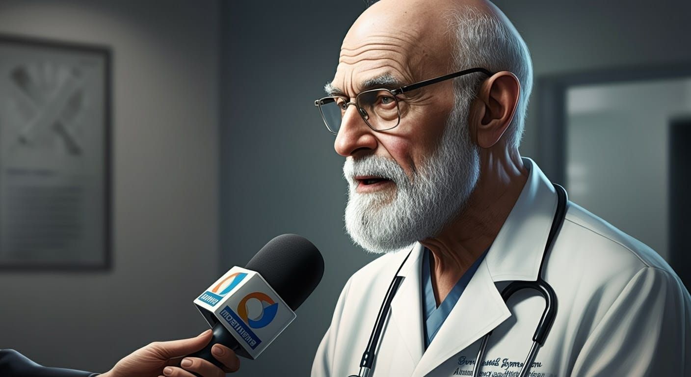 Elderly Surgeon in Close-Up Interview, Digital Realism