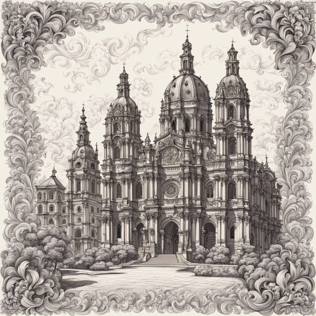 Baroque Cathedral in Vibrant Colours