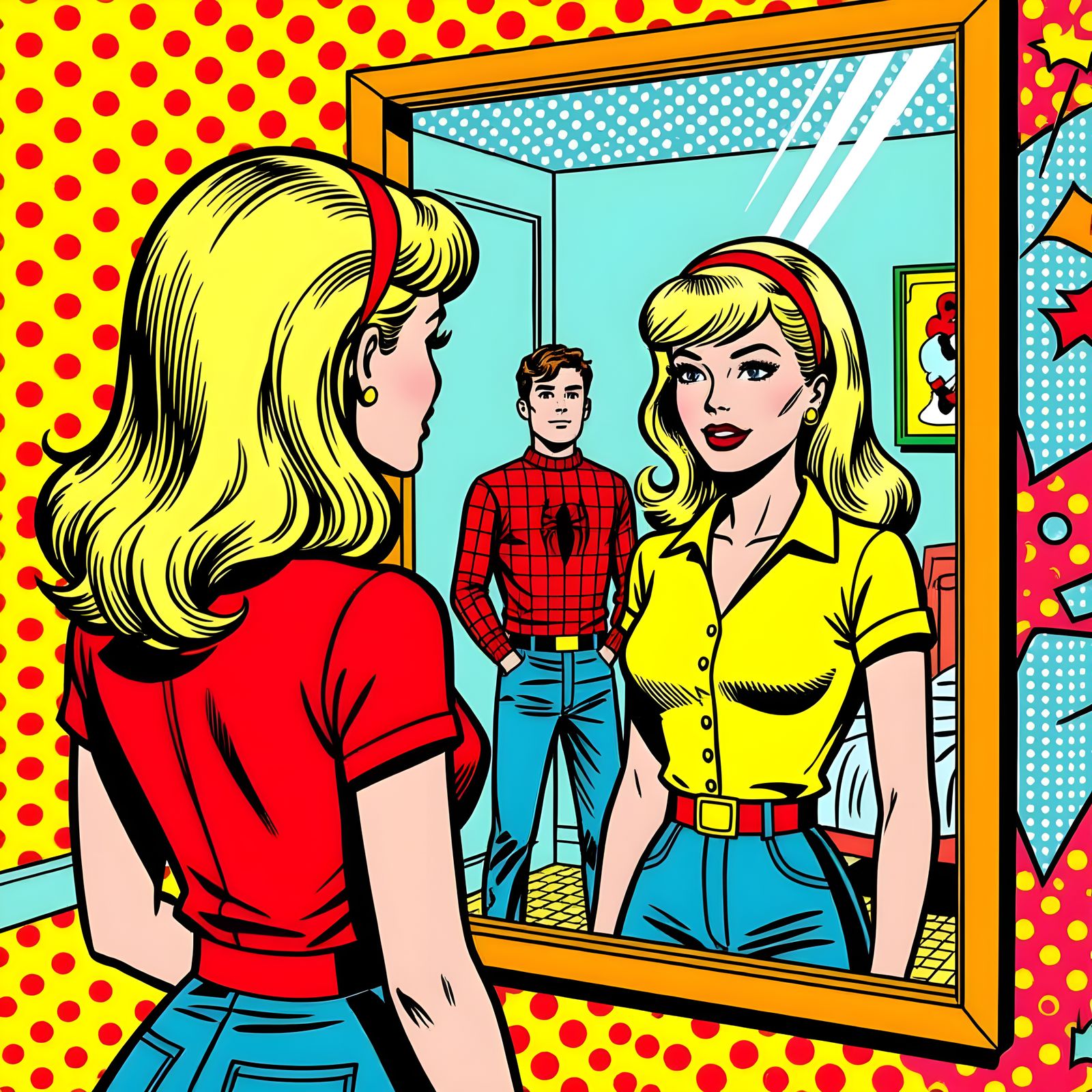 Gwen Stacy Prepares for Date in Retro Comic Art Style