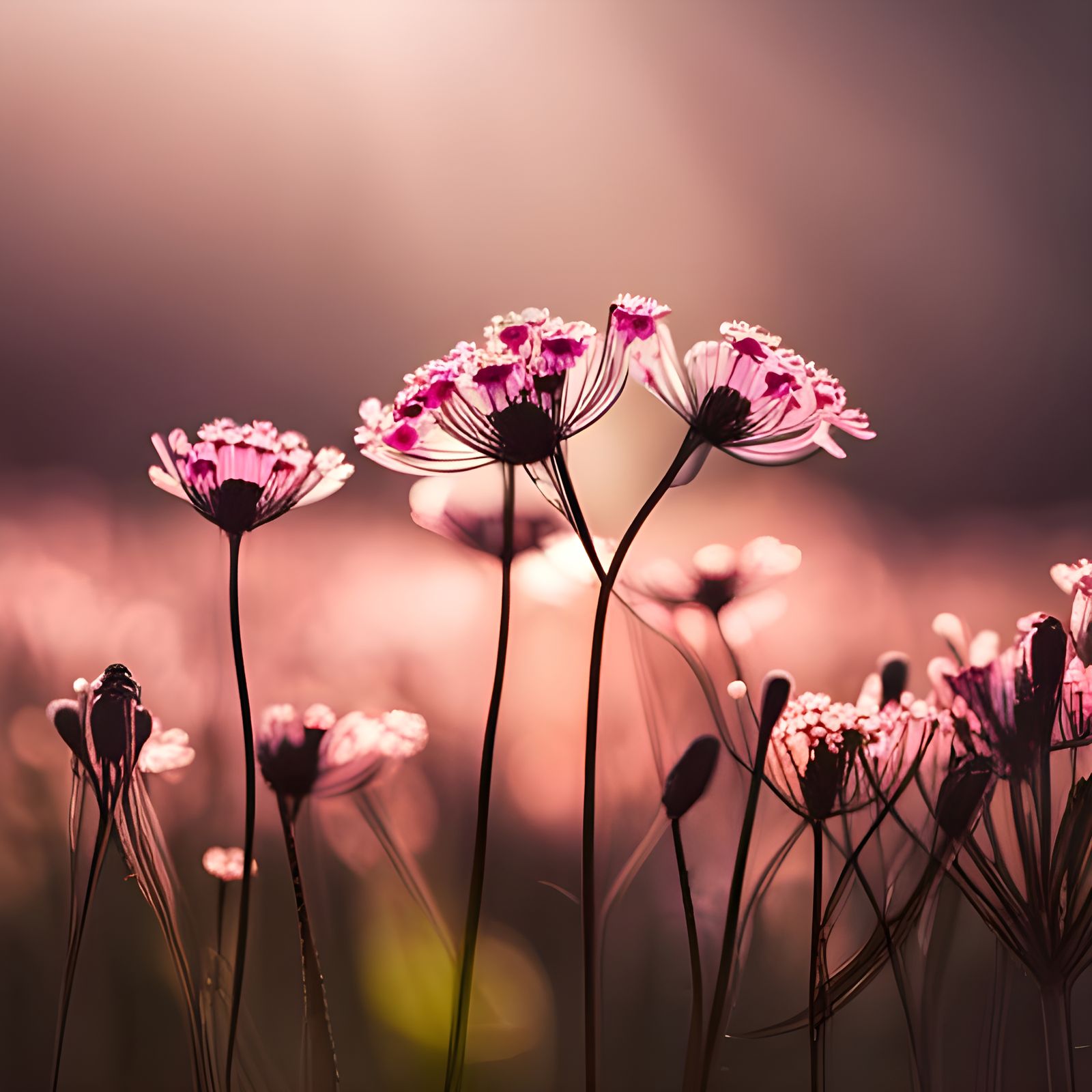 Umbelliferae in Sunrise, Backlit