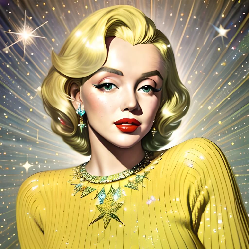 Hyperrealistic Art Nouveau Celestial Goddess Marilyn Monroe
