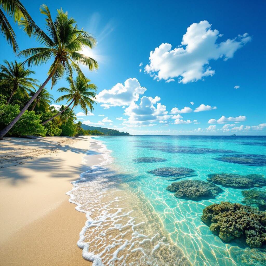 Breathtaking Tropical Beach Paradise at Midday