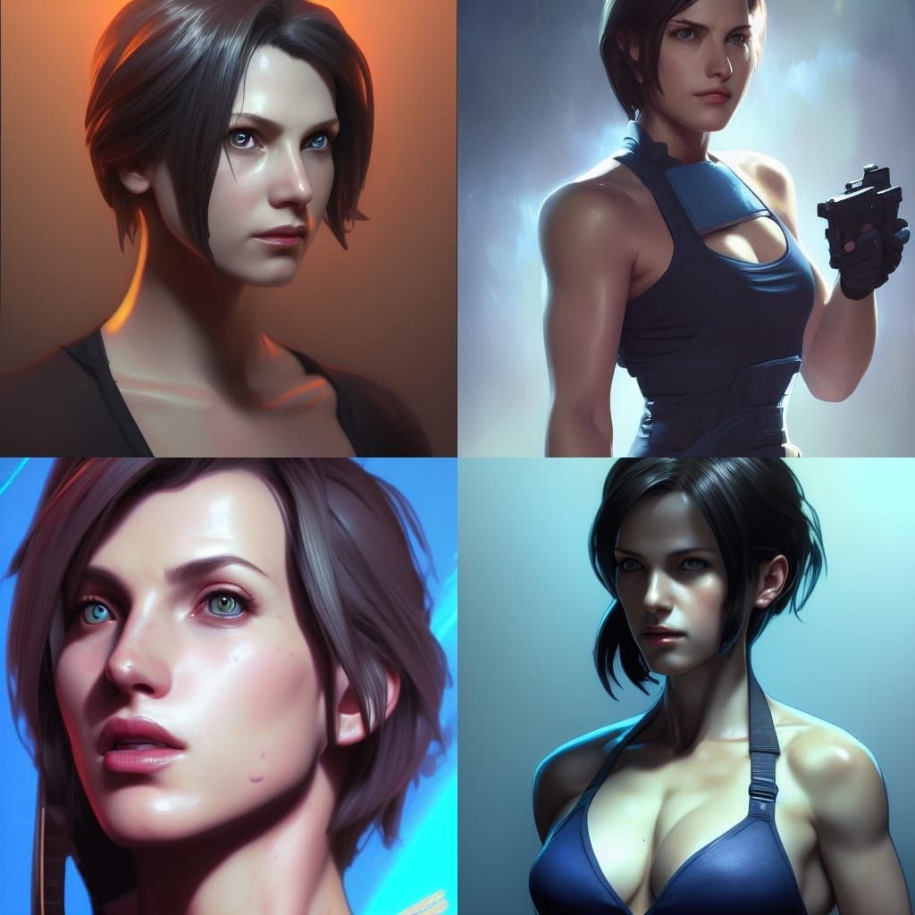 Detailed Portrait of Jill Valentine in Art Nouveau Style