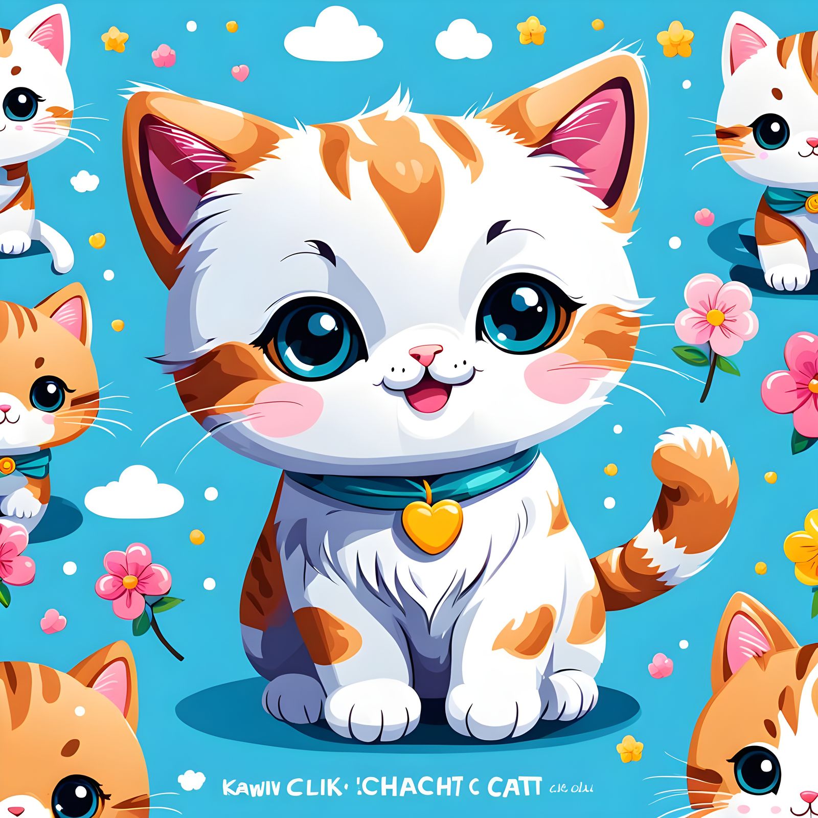 Cute Kawaii Cat Clipart Design