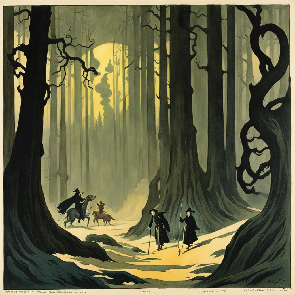 Eldritch Forest Illustration in Vintage Style