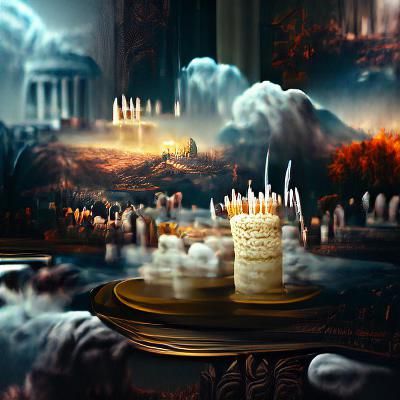 Cinematic Birthday Cake with Candles