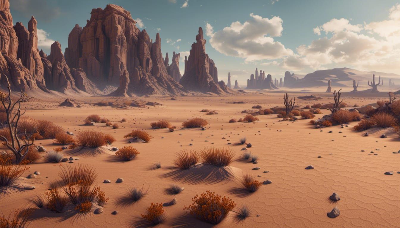 Barren Western Desert in Detailed Matte Painting