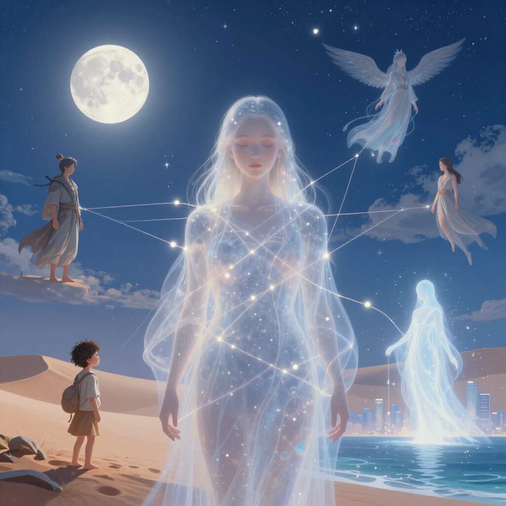 Dreamcore Fantasy Illustration of a Soul in Many Forms