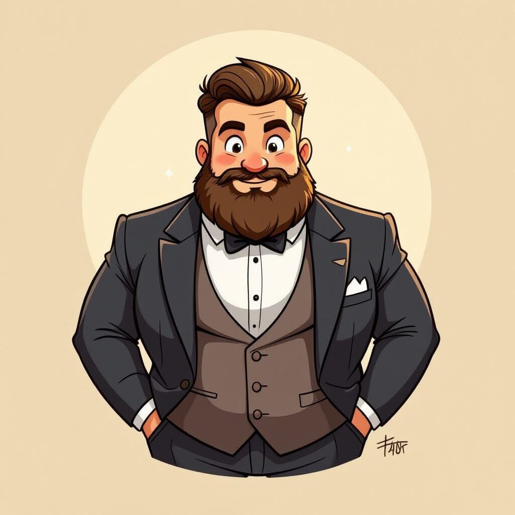 Confident Man in Three-Piece Suit Illustration