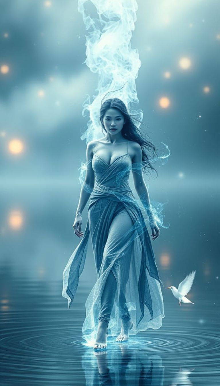 Vietnamese Goddess Walking on Cosmic Lake