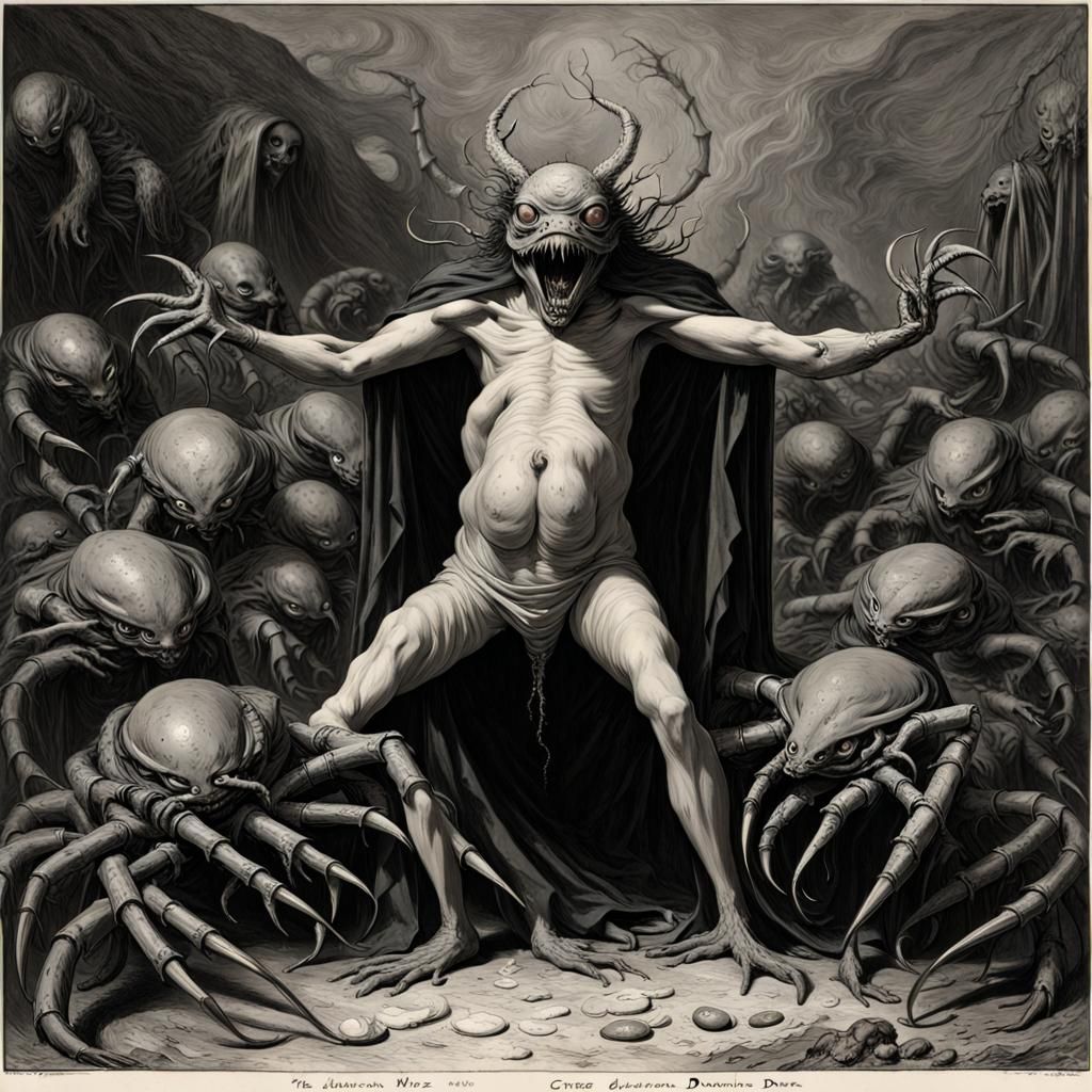 Nightmarish Daemon Fusion in Sinister Horror Style