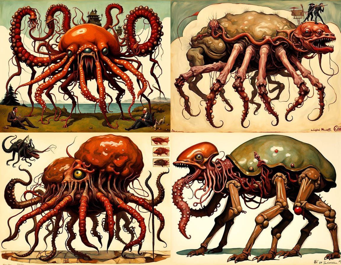 Surreal Mutant Creature in Egon Schiele Style