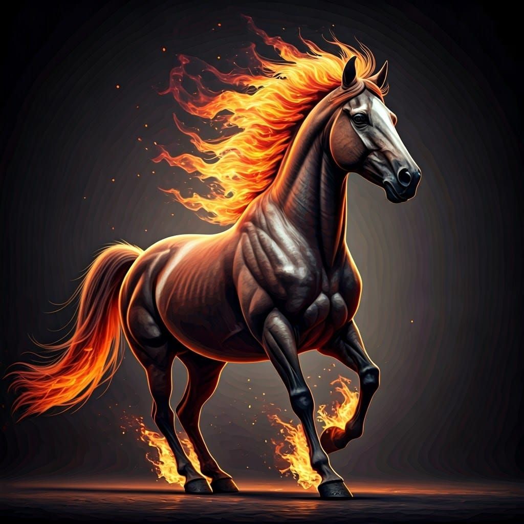 Fiery Horse Galloping: 3D Game Cinematic Art