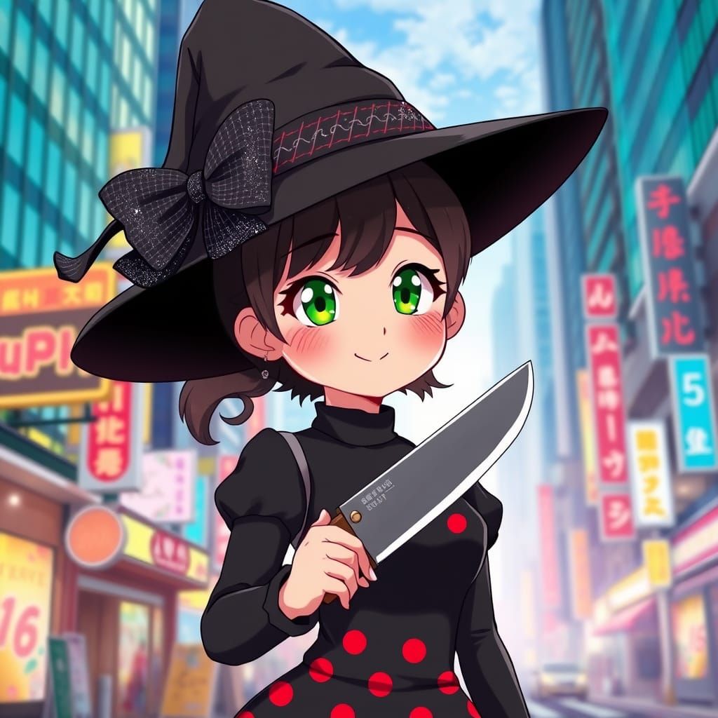 Anime Witch in City Streets