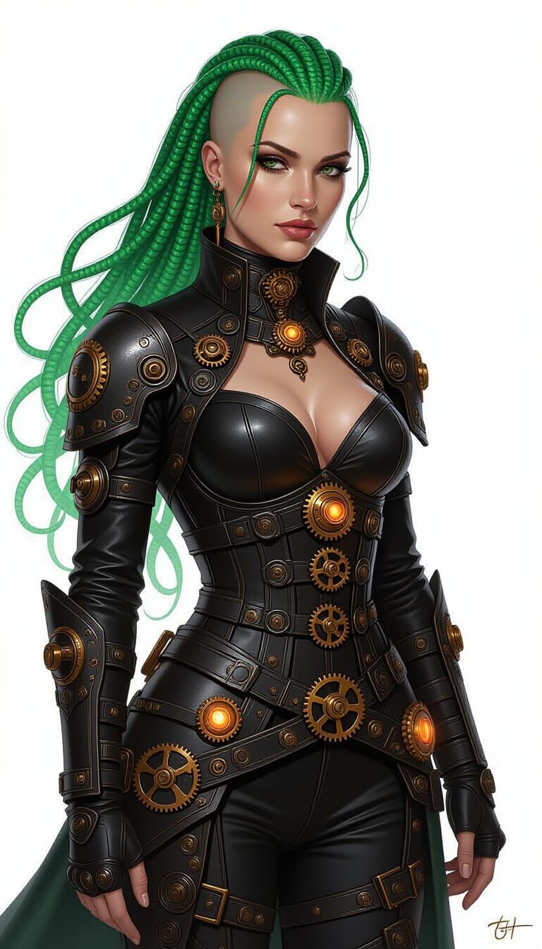 Steampunk Gorgon in Ornate Leather Armor