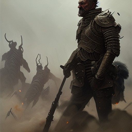 Mercenary in Detailed Armor, Photorealistic Hyperrealism