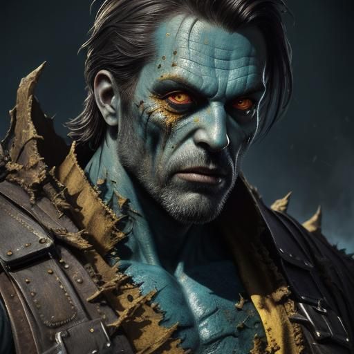 Decaying Zombie Superhero in Detailed Matte Painting