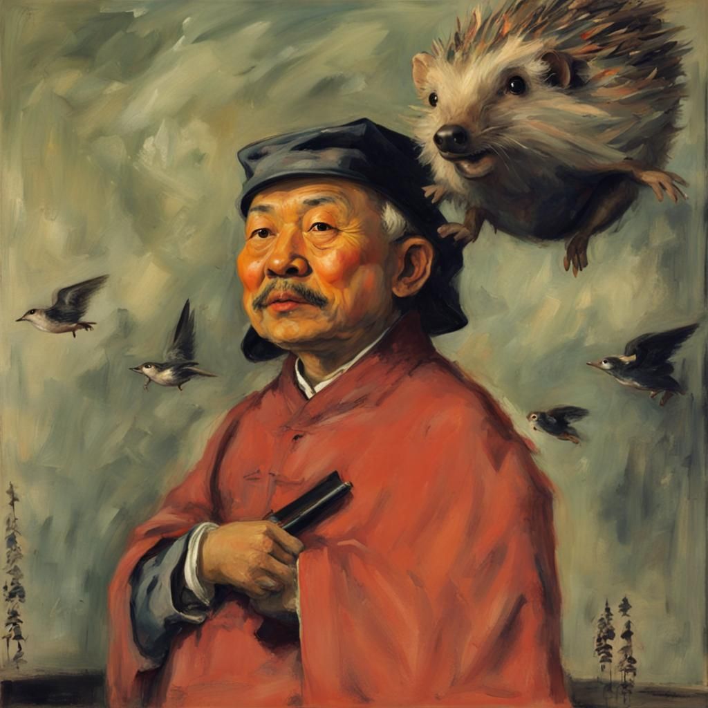 Flying Hedgehog Sorcerer: Portrait in Baroque Style