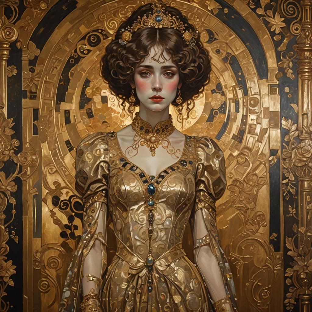 Woman in Golden Dress: Gustav Klimt Style