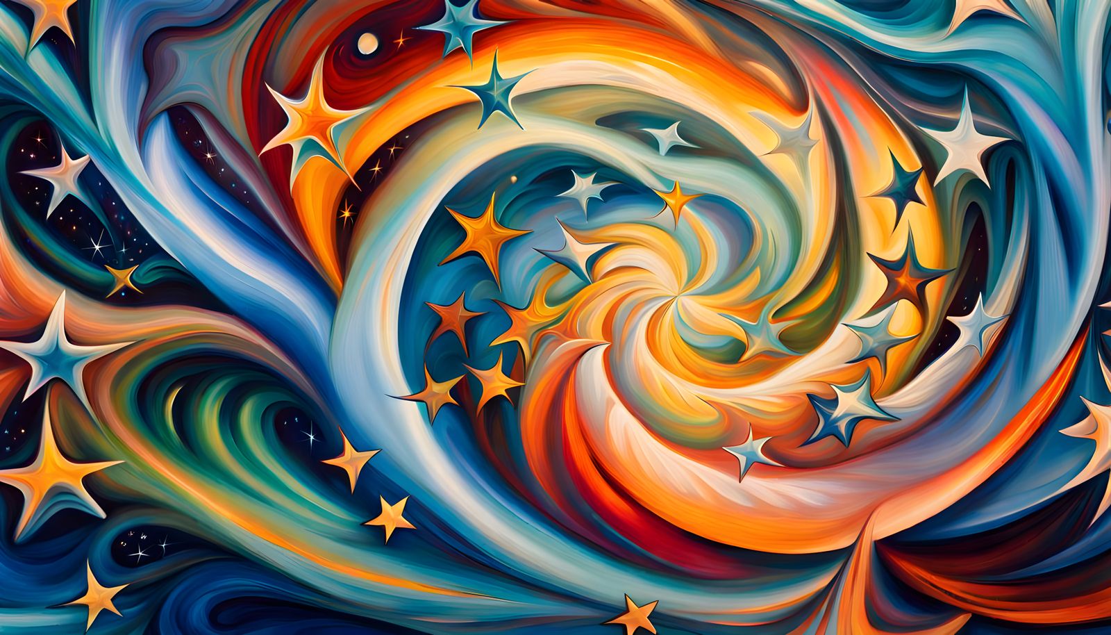 Iridescent Protostar Cluster Formation in Abstract Style