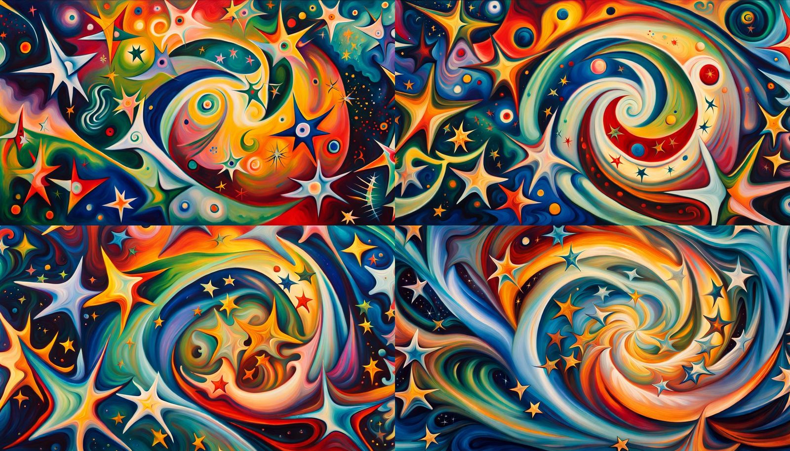 Iridescent Stars in Cosmic Energy Whirlpools: Abstract Expre...