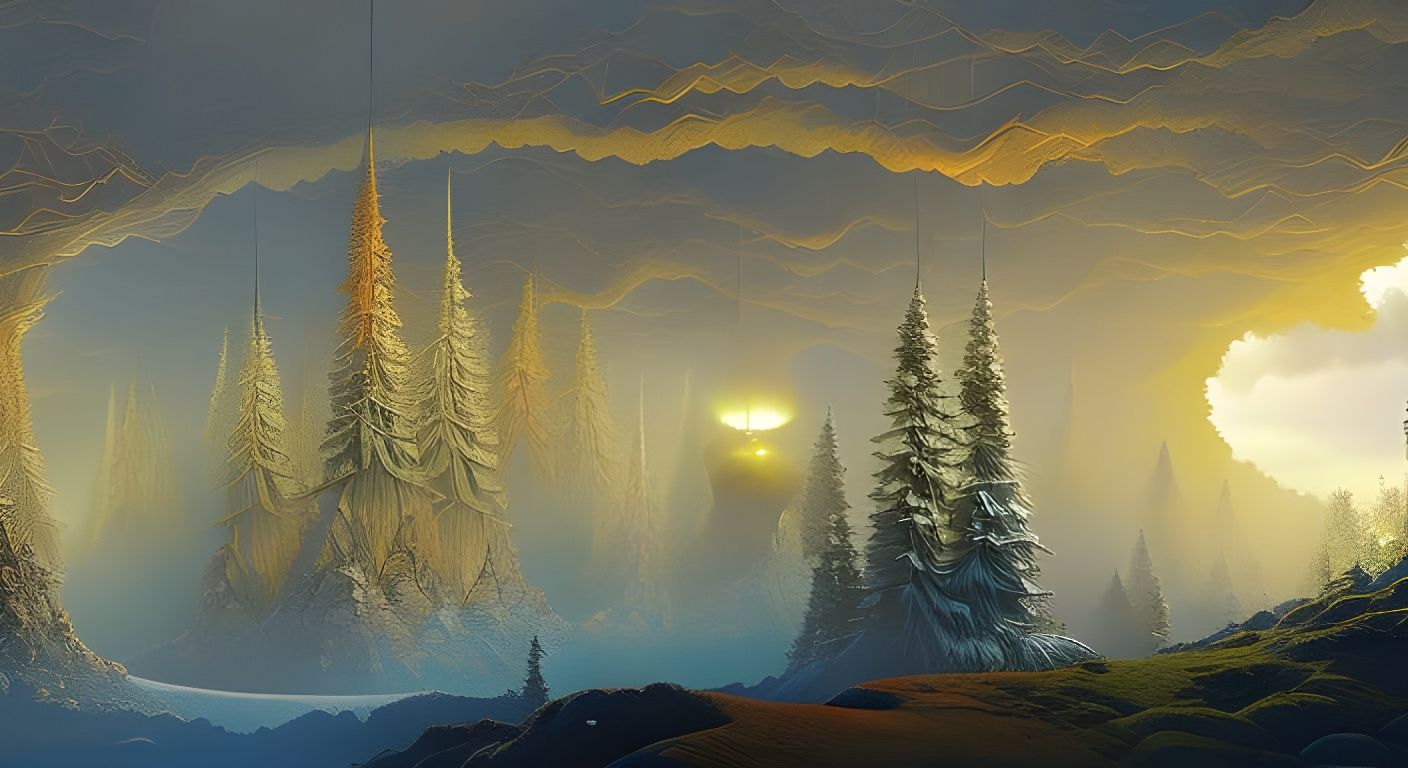 Iridescent Fairyland Forest in Thunderstorm