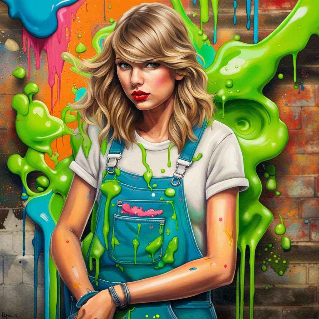 Taylor Swift in Graffiti Art with Slime