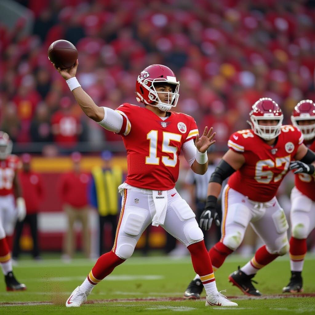 Patrick Mahomes Throws a Football