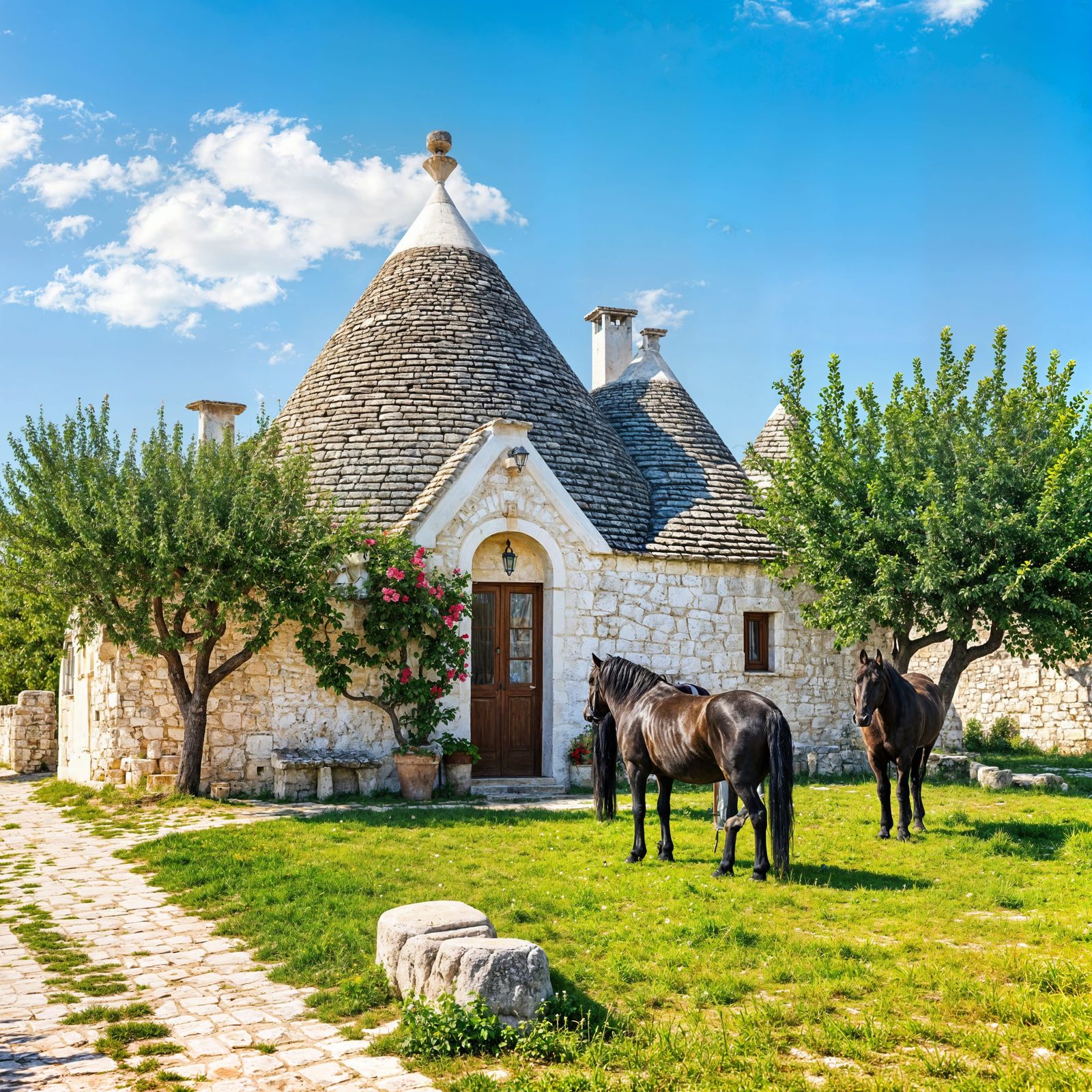 Trullo in Alberobello with Murgese Horses